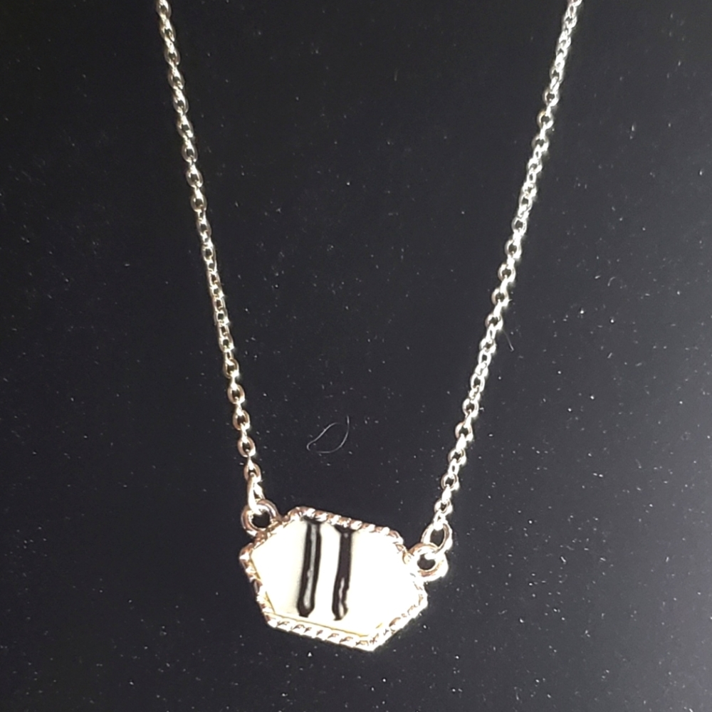 Lead and nickle free fashion necklace. Faux white turquoise stone.
